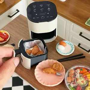 MINI FREIDORA DE AIRE CON LUZ escala 1/6 accesorio para casas de muñecas