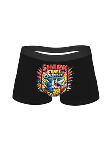 1 piece Shark Fuel Crunch 90S Cartoon Cereal Parody Shark Mascot Underpants Men's Underwear Boxer Briefs
