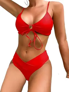 SwimWeek  Women's Cheeky V Cut Bikini Set Sexy 2 Piece Swimsuit String High Cut Bathing Suit