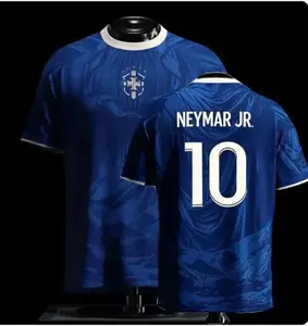 [HOT 2026]Jr No.10 Brazil Blue Soccer Jersey – Christ Statue Graphic Football Shirt, All over Print, Casual Style for All Seasons, Unique Piedra del Sol Design, Classic Throwback Jersey