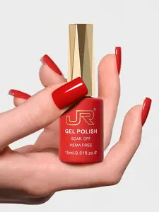 JR Gel Polish 12ml, Cherry Red Color, HEMA-Free Soak Off UV Gel, Long Lasting High Shine Finish