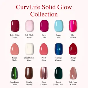 CurvLife Solid Glow Collection Press-On Nails | 30Pcs | Solid Color Fake Nails in Timeless Everyday Shades, Minimalist Chic Reusable Stick-On Manicure Set, Salon-Quality Finish, Easy to Apply, Comfortable Fit, Cute Nails for Daily Wear, Work & Weekend
