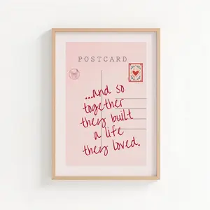 [UNFRAMED POSTER] Vintage Postcard Poster: Romantic Wall Art, Printable Valentines Day, Trendy Bedroom Wall Print
