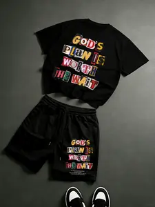 Men's Two-Piece Printed Sportswear Set, Casual T-Shirt & Jogger Pants, Comfortable and Stylish, Perfect for Daily Wear