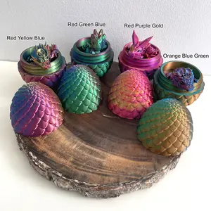 Baby Dragons with Dragon Egg, Tri-Color Silk Articulated Baby Crystal Dragon, Rose Dragon, Orchid Dragon and Gemstone Dragon Decor Magical Plastic Ornaments
