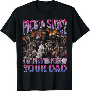 Pick A Side? Funny Bisexual Hard Skeleton Meme Bootleg Casual Short sleeve Cotton T-Shirt