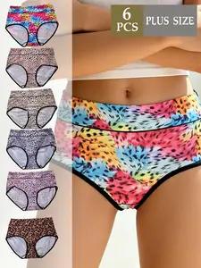 Women's Leopard Print Panties Set, Soft Breathable Fitted Underwear, Multi-Purpose Triangle Briefs for Home Vacation Commute, Soft Breathable Knicker, Soft Stylish Brief