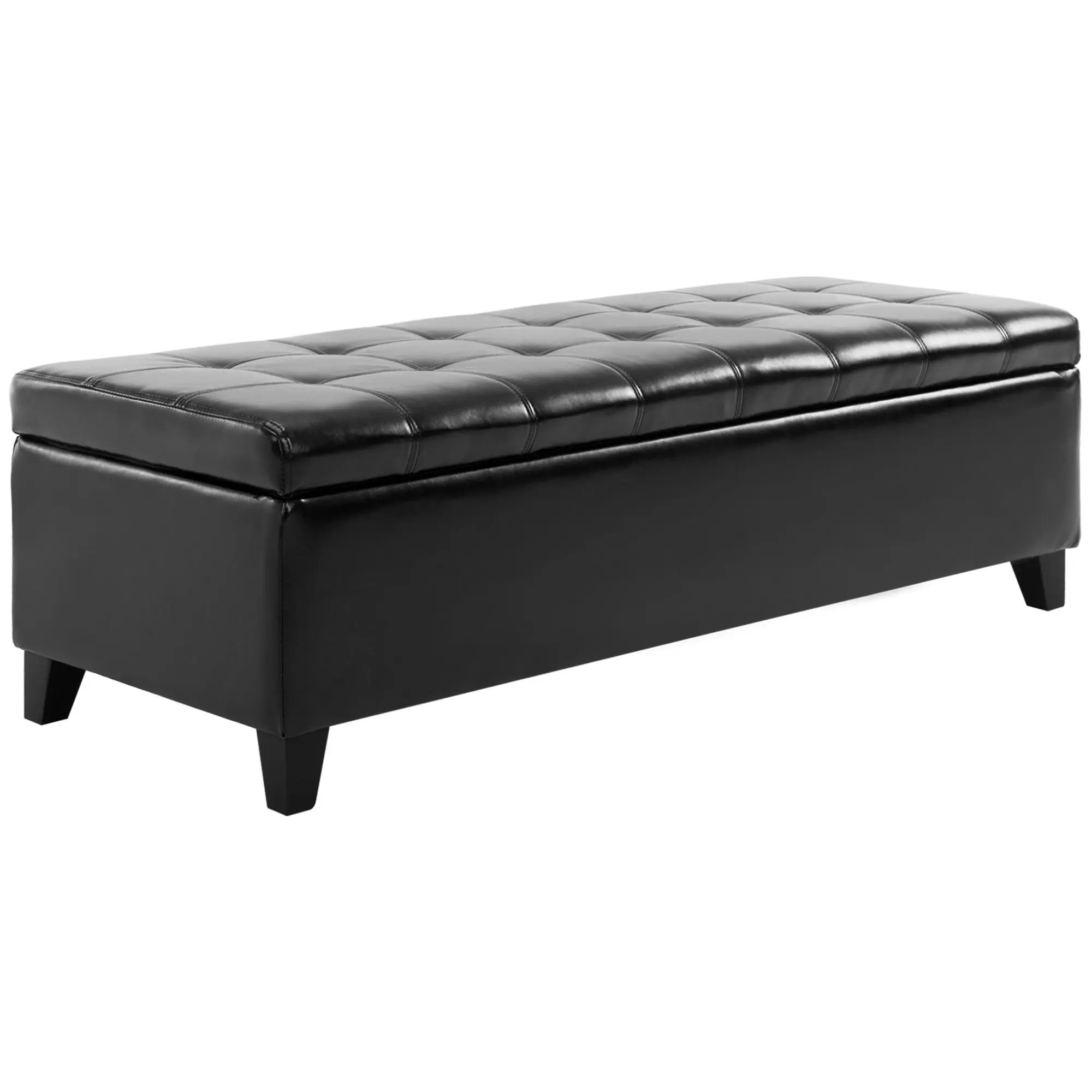 Large capacity lift top storage ottoman bench with thick padded cushion ideal entryway shoe and blanket organizing