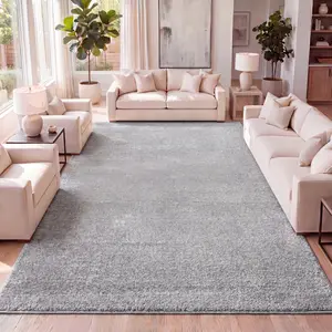 JONATHAN Y Haze Solid Low-Pile Indoor Light Gray Area Rug; for Living Room, Kitchen, Bedroom, Dining Room, Office