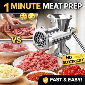 Manual Hand Crank Food Chopper, Meat Vegetable Garlic Grinder with Table Clamp, Portable Kitchen Meal Prep Tool for Burger Salsa Baby Food