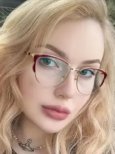 New Cat Eye High-Quality Metal Frame Spring Legs Glasses, Classic Fashion Glasses, Trendy Casual Eyeglasses, Unisex Casual Daily Wear Decorative Eyewear for Men and Women