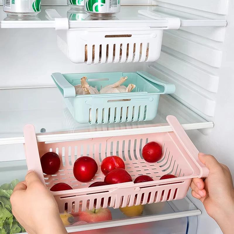 2pc Retractable Drawer Storage Basket Set - Space-Saving Organizer for Fridge & Kitchen - Convenient, Easy-to-Use, Durable - Home Organization Solution