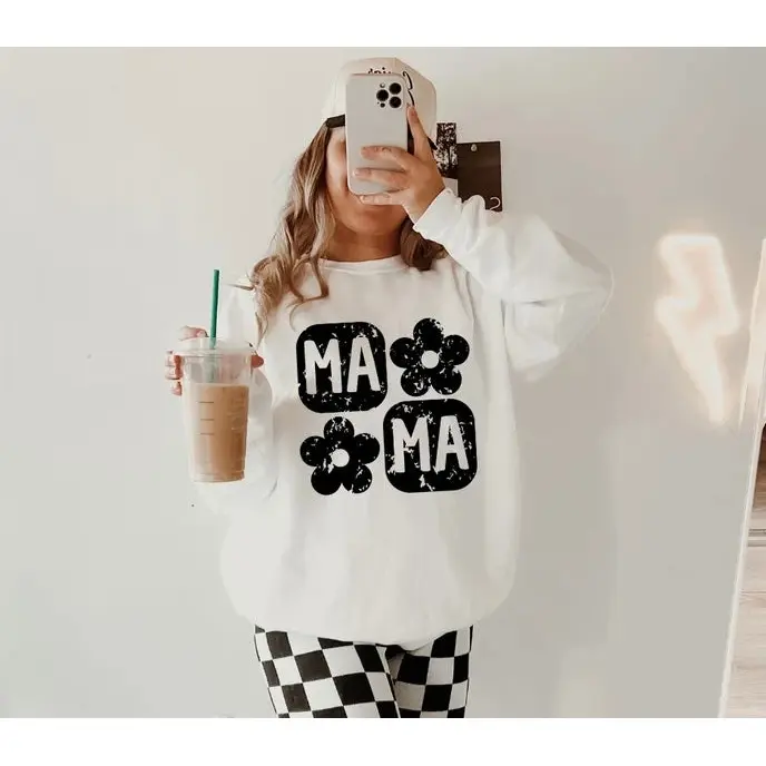 Flower Checker Mama Pullover Flower Checker Mama Pullover