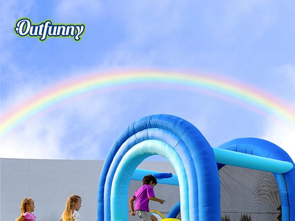 Outfunny Bounce House with Slide, Inflatable Bouncy House for Kids 3-8 w/Ball Pit, Outdoor & Indoor, Bounce Area 8'x8', Capacity 400 lb Outfunny Bounce House with Slide, Inflatable Bouncy House for Kids 3-8 w/Ball Pit, Outdoor & Indoor, Bounce Area 8'x8', Capacity 400 lb