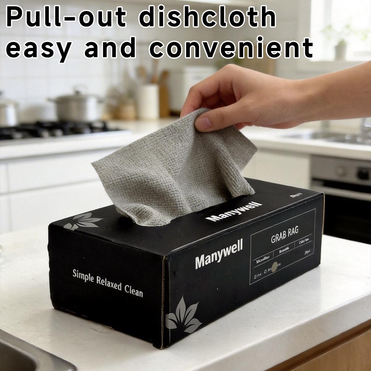 Each box contains 20 cleaning cloths, convenient hand towels, absorbent kitchen rags, measuring 8.66 inches * 8.66 inches, reusable, multifunctional household cleaning cloths and towels, suitable for the kitchen, bathroom, living room, and dining table.