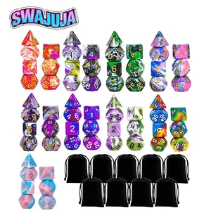 63-Piece Sugar-Coated Colorful Durable Polyhedral Dice Set with Storage Bag, Perfect for D&d, Dnd, Rpg, Dungeons & Dragons tabletop games