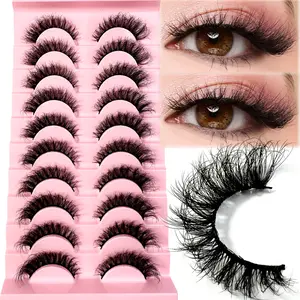 11-25mm dd lashes 10Pairs 9D Thick 16-22mm Artificial Mink Eyelashes, Fluffy & Dramatic Look, False Eyelashes Dramatic Volume Lashes Extension Thick Long Reusable Extended Makeup Strip Lashes,Lashes,Eyelashes,Fake Lashes