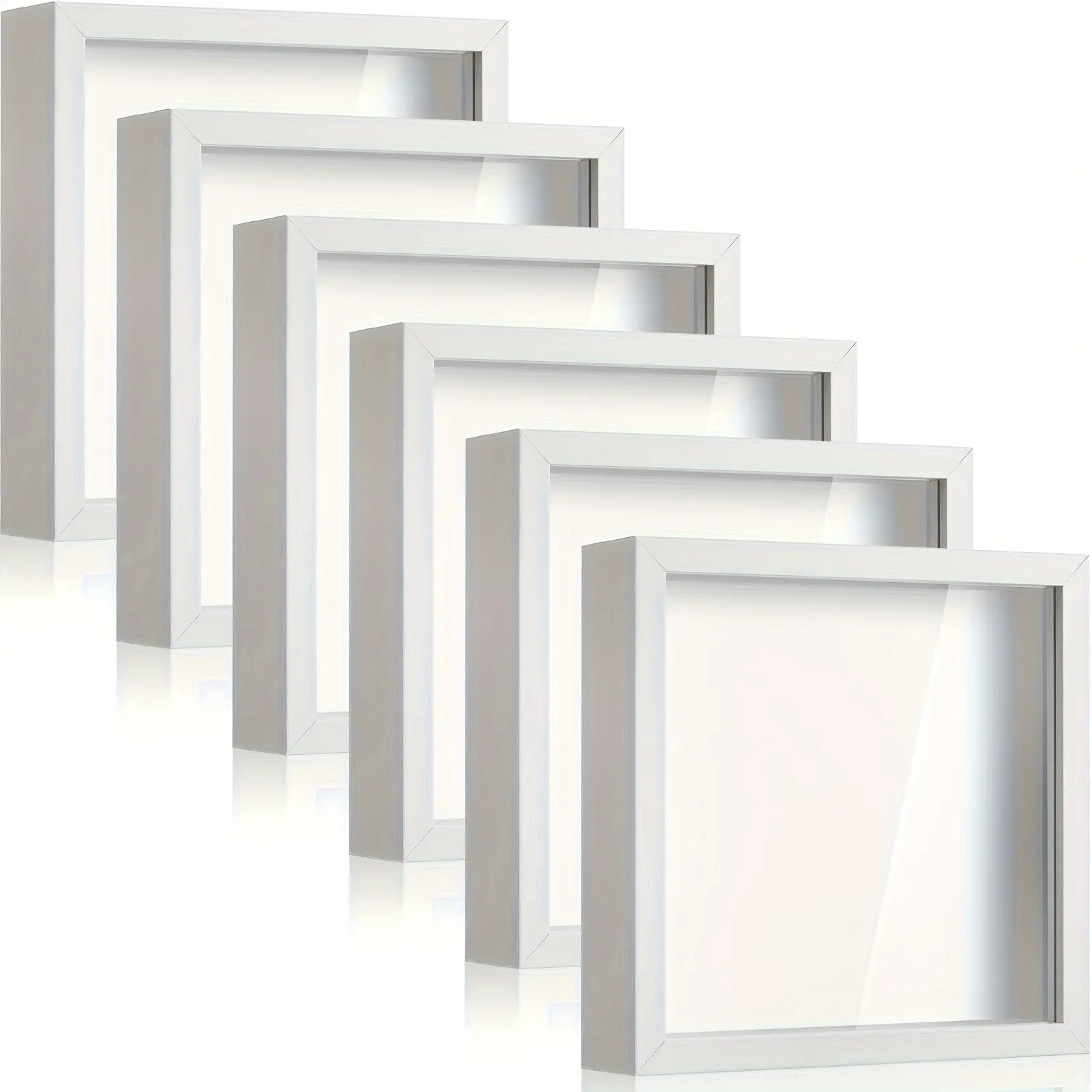 6pcs 8 X 8 Inch Shadow Box Picture Frame Square Shadow Boxes Display Cases for Sports Memorabilia Baby Items Wedding Memories Crafts Pins Awards Medals Tickets And Photos