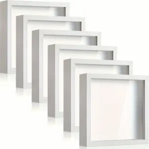6pcs 8 X 8 Inch Shadow Box Picture Frame Square Shadow Boxes Display Cases for Sports Memorabilia Baby Items Wedding Memories Crafts Pins Awards Medals Tickets And Photos