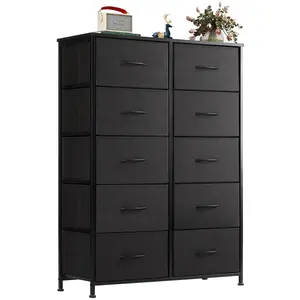 Dresser for Bedroom Tall Drawer Dresser Organizer Storage Drawers Fabric Storage Tower with 10 Drawers