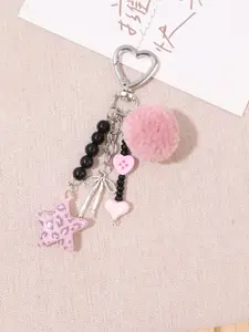 Leopard Print Star Butterfly Keychain, Y2K Sweet Cool Style, Bag Accessory, Pom-Pom Decoration, Bow Decoration, Multi-Color Couple Pendant, Sister Gift, Back-To-School Gift