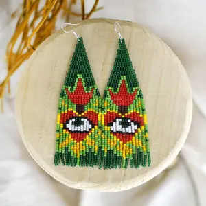 Miracle - Native Beaded Earrings with Heart Design for Good Vibes - Handmade by Native American Artisans - Mother Sierra