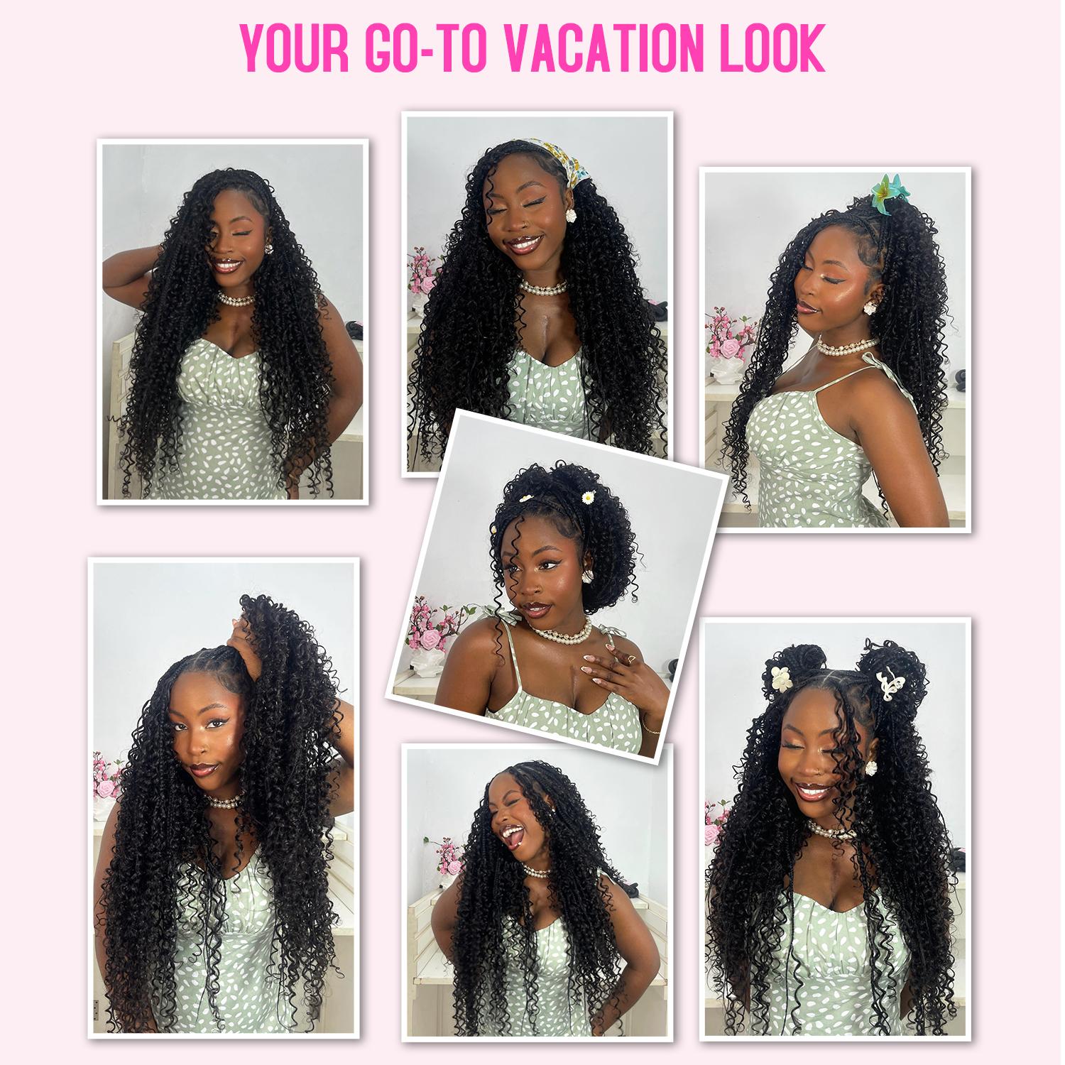 [New Arrival] Bgmgirl Crochet Human Hair Afro Curly Water Wave Kinky Straight Hair for Miracle Knots Boho Braids Knotless Pre-Separated 50g/Bundle Time Saving SpringStatements