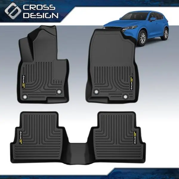 CROSSDESIGN Upgraded Automotive Floor Mats - All-Weather Waterproof TPE, 3D Molded, Durable Car Interior Accessories for 2017-2024 Mazda CX5 (95641), Car Accessories