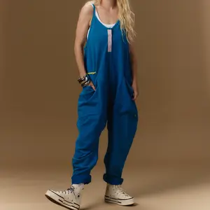 Women's Oversized Tank Romper - Electric Blue