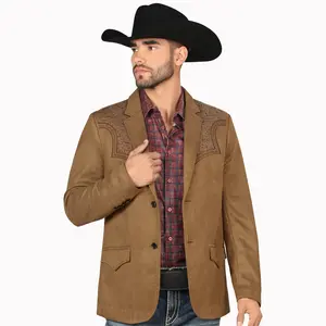 MONTERO Men's Suede Embroidery Blazer MT2182 Slim Fit Stylish and Fitted MONTERO Men's Suede Embroidery Blazer MT2182 Slim Fit Stylish and Fitted