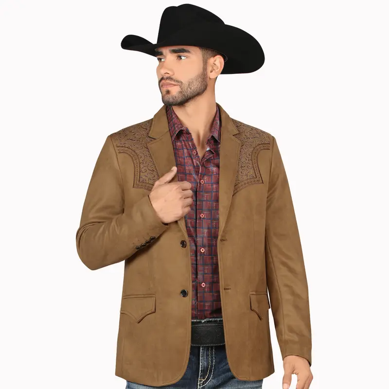 MONTERO Men's Suede Embroidery Blazer MT2182 Slim Fit Stylish and Fitted