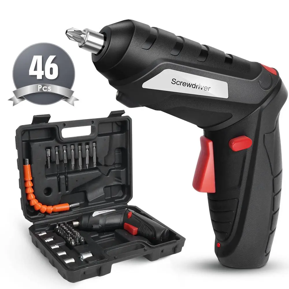 Cordless Screwdriver Kit with Accessories, USB Rechargeable Electric Screwdriver and Bits Kit, Including Drill & Storage Box & USB Cable, Electric Dri