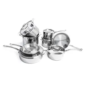 BergHOFF Professional Straight 13pc SS Tri-Ply Cookware Set BergHOFF Professional Straight 13pc SS Tri-Ply Cookware Set