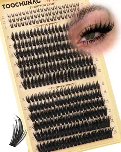 Spiky Manga Lash Clusters 12-20mm Anime Eyelash Clusters 300pcs Cluster Eyelash Extensions Fairy Eyelashes Cluster with Bottom Individual Lashes 80D+100D Volume DIY Lash Extension