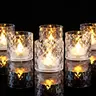 12-Pack 2"x2" Plastic Acrylic Votive Candle Holder Set, Battery-Powered Flameless LED Tealights with 6h Auto-Timer, 12pack for Tables, Home Essentials for Wedding Centerpiece, Adds Warm Ambiance to Wedding Tables with Soft White Glow