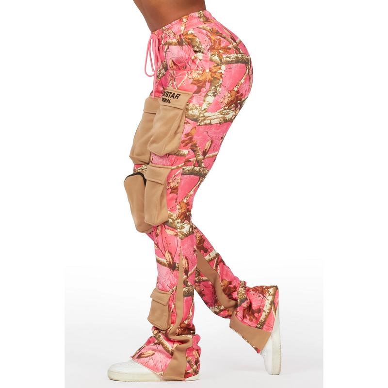 Norika Pink Tree Camo Stacked Track Pant