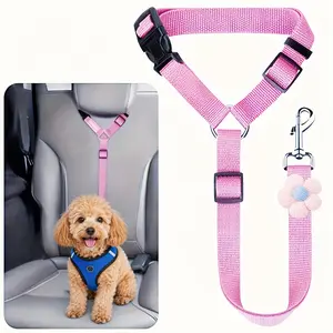 Pawzseek   Packs Dog Cat Safety Seat Belt Strap Car Headrest Restraint Adjustable Nylon Fabric Dog Restraints Vehicle Seatbelts Harness