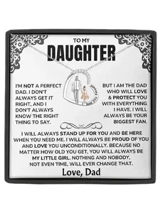 Daddy's Love Always Necklace- Heart Pendant Jewelry for Daughter, Birthday Christmas Present - Ideal Father Daughter Gift