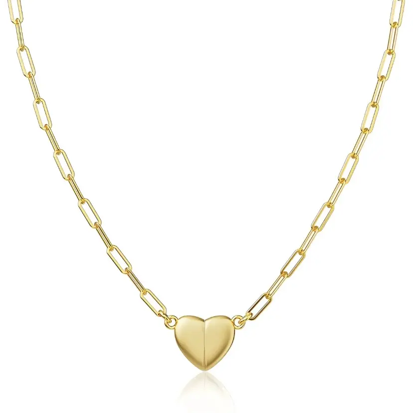Cute Heart Necklace for Women - Tiny 14K Gold or Silver Pendant Choker, Dainty Open Heart Chain Necklace, Fashion Jewelry Gift for Her, Birthday, Anniversary, Party, Love, Everyday Wear, Elegant and Stylish Accessory