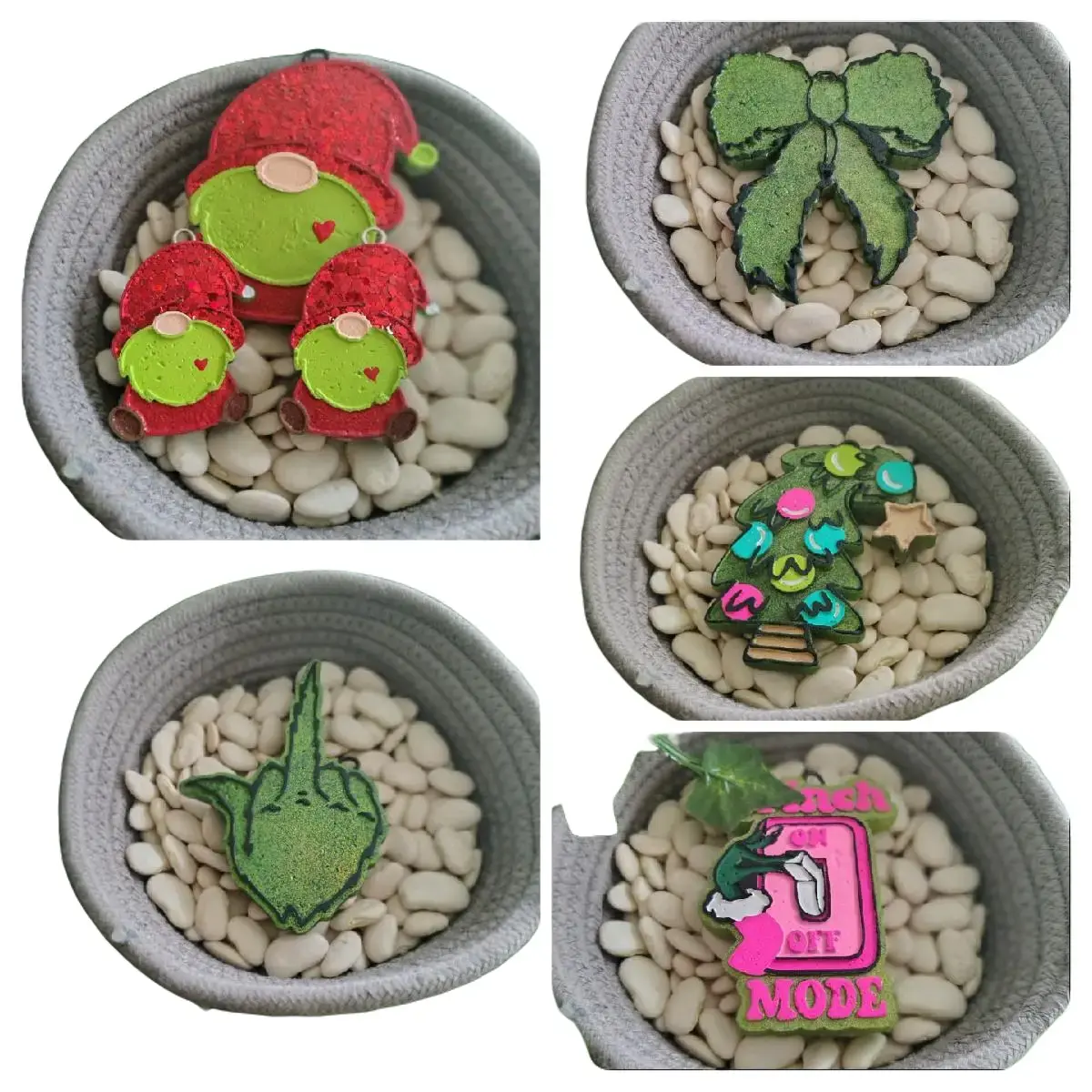 Mean Green Car Freshie Bow Gnome Air Freshener Scents Winter Christmas Diffuser Fruity Scented Aroma Beads Handmade with 10" String for Hanging