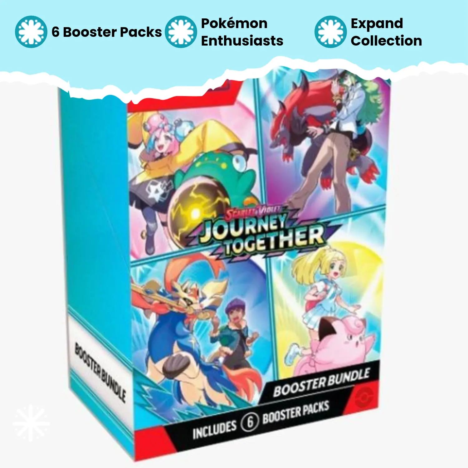 Pokémon TCG Journey Together Sealed Booster Bundle - 6 Packs, Official Collectible Trading Cards, Assorted Card Sets, Set Booster Box, Collectible Cards