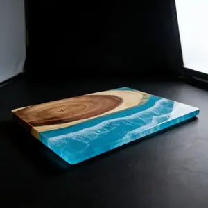 1Pc Handmade Acacia Wood Resin Cutting Board, Charcuterie Boards for Housewarming Gifts, Resin Cheese Board, Decorative Cutting Board for Kitchen, Luxury Acacia Wood Charcuterie Board