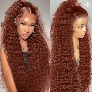 Bling Hair Reddish Brown 13x6 Hd Lace Frontal Wig Transparent Deep Wave Human Hair Wig Brazilian 4x4 5x5 Lace Front WigS For Women 30 Inch