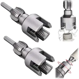 2-Piece Dual-Function Pipe Threading Tool Set - Integrated Internal and External Thread Cutter, Compatible with 1/ 2inch (Approx. 1.3cm Inch), 3/ 4inch (Approx. 1.9cm Inch), Die - Electric Drill PVC and Plastic Pipe Threading Kit, Suitable for Home Repair