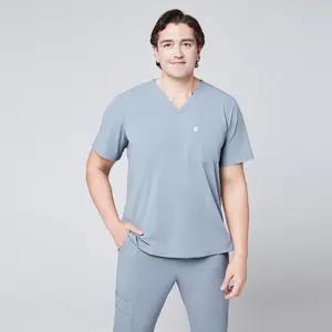 Zenir | Men's Single Pocket Scrub Top - Cool Gray