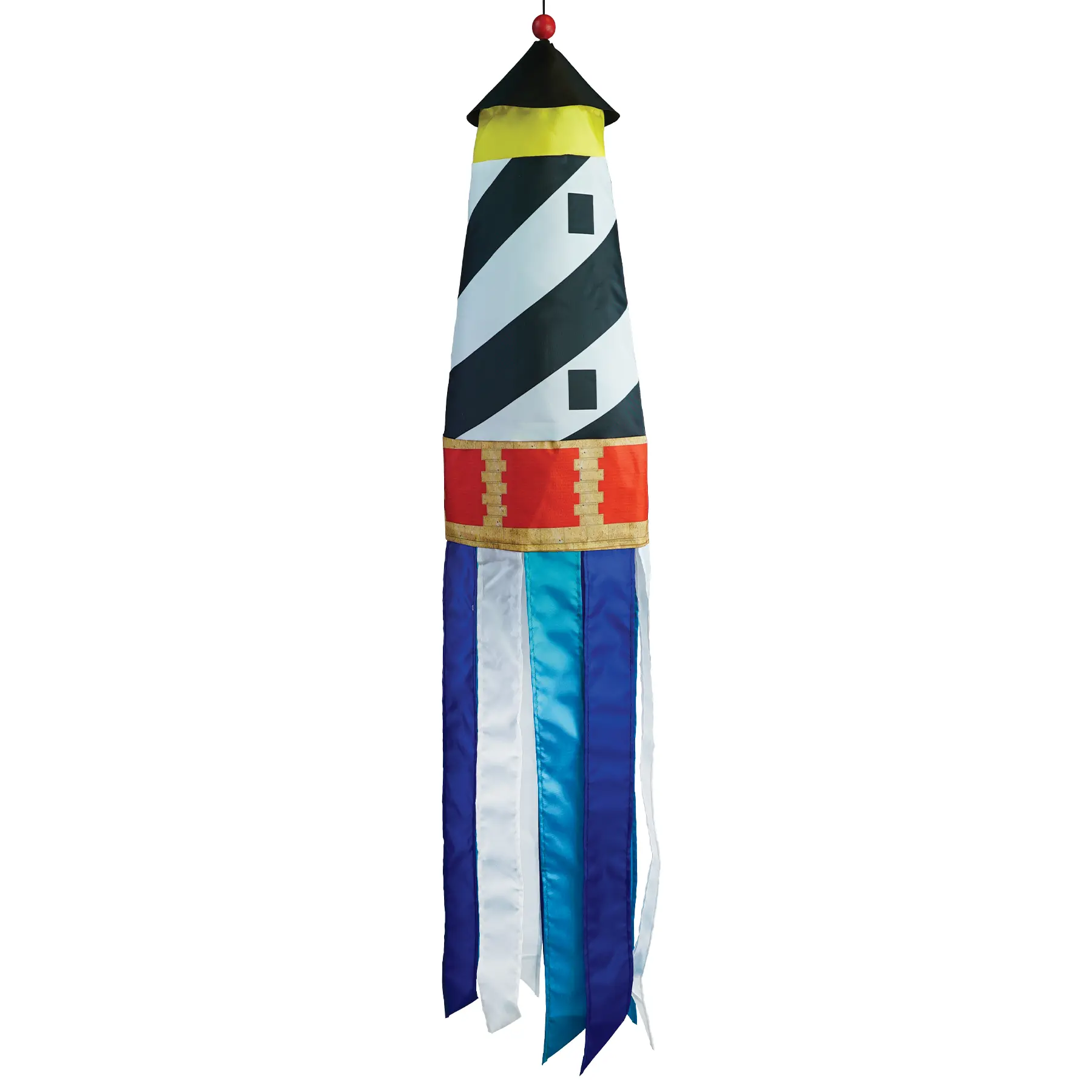 In the Breeze 3D Lighthouse Windsock 40 Inches High with 8 Color-Coordinated Tails Fade and Weather-Resistant Fabric Nautical Decoration Item #4665