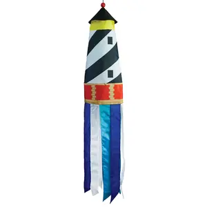 In the Breeze 3D Lighthouse Windsock 40 Inches High with 8 Color-Coordinated Tails Fade and Weather-Resistant Fabric Nautical Decoration Item #4665