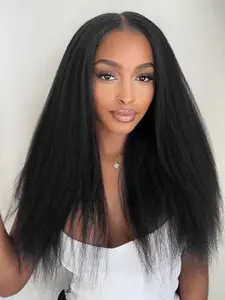 Kinky Straight Clip in Hair Extensions, Gorgeous Fluffy Wigs for Women, Synthetic Extensions for Party, Daily Use, Kinky Straight Bundles