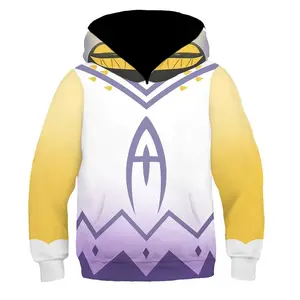 Hazbin Hotel Adam Cosplay 3D Hoodie, Radio Demon Angel Dust Kids Pullover, White Casual Animation Streetwear, Unisex Cartoon Fan Outfit Gear