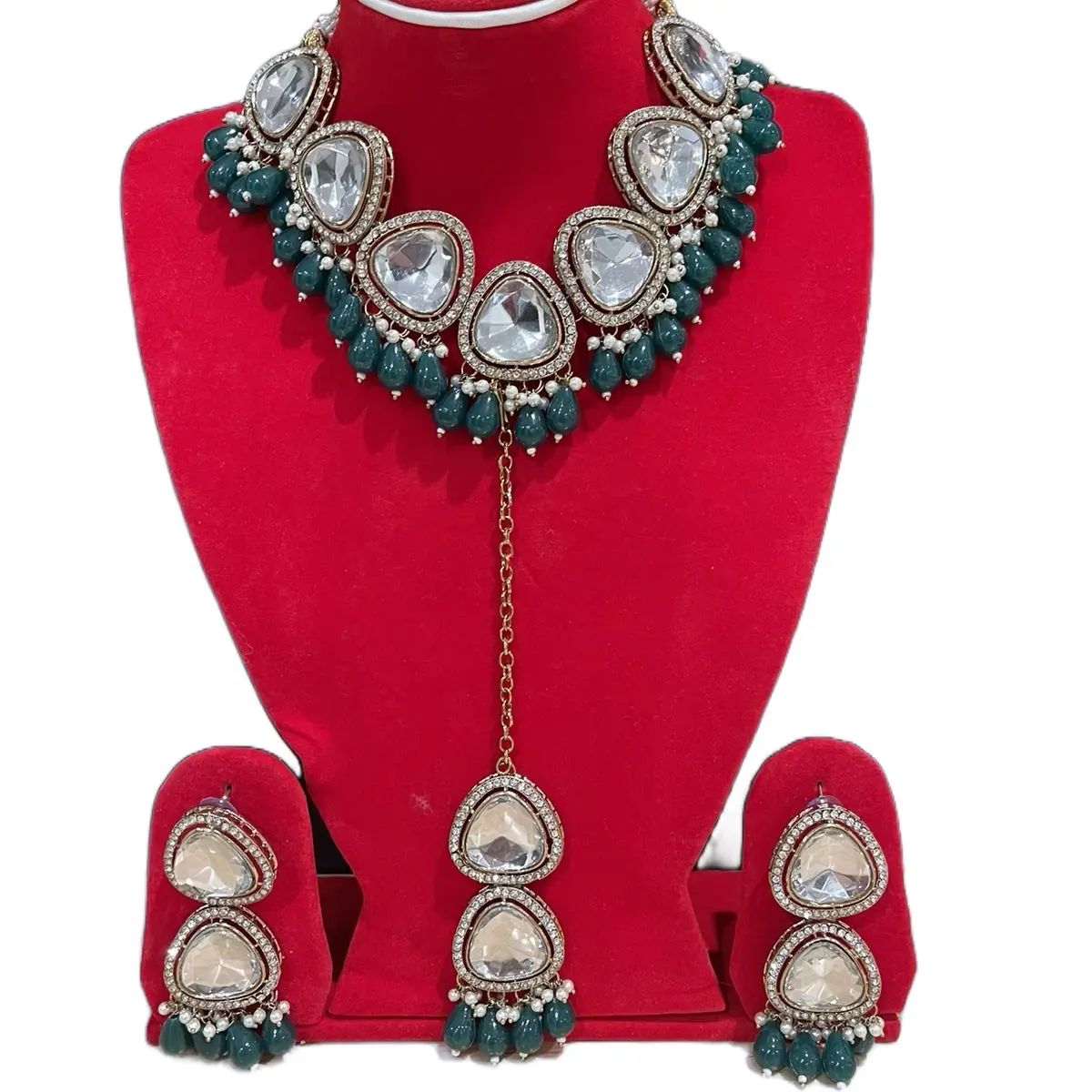 Elegant Matching Traditional Indian Jewelry Set - Necklace, Earrings, Maangtika, Elegant Jewelry Set, Matching Jewelry Set